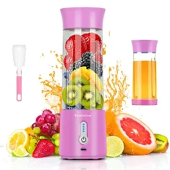Portable Blender For Shakes And Smoothies,500ml Electric Juicer, 4000mAh Smoothie Blender With BPA-Free Material, USB Rechargeable Fresh Juice Blender For Travel, Gym, Outdoors, And Home, Pink Purple