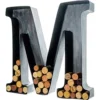 Wine Cork Holder - Metal Monogram Letter (M), Brushed Metal, Large | Wine Lover Gifts, Housewarming, Engagement & Bridal Shower Gifts | Personalized Wall Art | Home Décor