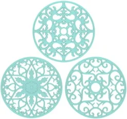 Silicone Trivet ME.FAN 3 Set Silicone Trivet Mat - Multi-Use Intricately Carved Insulated Flexible Durable Non Slip Coasters (Black) -Kitchen Island Sale 51eMnxJQ4cL. AC