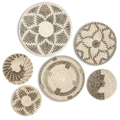 Handmade Woven Wall Basket Decor - Set Of 6 Hanging Seagrass Baskets For Rustic, Trendy, All Natural Home Decor With Boho Style | Decorative, Round Baskets Perfect For Stylish Wall Displays