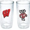 Tervis University Of Wisconsin Badgers Primary Logo And Bucky Assorted Made In USA Double Walled Insulated Tumbler, 16 Oz, Set Of 2