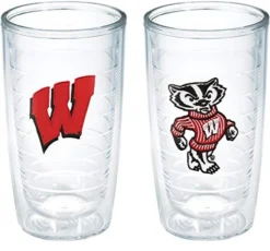 Tervis University Of Wisconsin Badgers Primary Logo And Bucky Assorted Made In USA Double Walled Insulated Tumbler, 16 Oz, Set Of 2