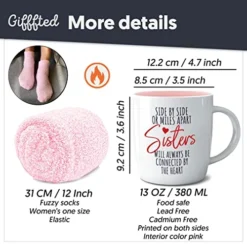 Sisters Gifts From Sister - Best Sister Ever Coffee Mug And Socks, Gift Idea For Sister On Christmas, Women's Birthday, Rakhi, Valentines, Mothers Day Mugs, Connected By Heart -Kitchen Island Sale 51ebwf9R2fL