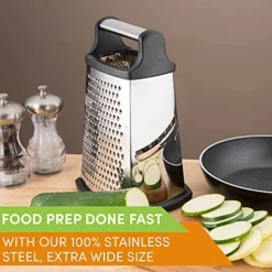 Professional Box Grater, Stainless Steel With 4 Sides, Best For Parmesan Cheese, Vegetables, Ginger, XL Size, Black -Kitchen Island Sale 51egzGn40wS