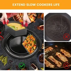 Low Cooker Divider Liner, VOVIOSDE Reuable Silicone Divider Insert For 6-7 QT Crock Pot With Anti-heated Clips, 3 Meals Cooked At Once, Time Saving, A Must Have Accessories Cooking Liner, BPA Free -Kitchen Island Sale 51euFQuvx4L