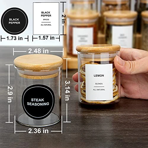 32 PCS Glass Spice Jars With Bamboo Lids And 194 Waterproof Labels, 4oz Clear Food Storage Containers For Kitchen Sugar Salt Coffee Beans 3 32 PCS Glass Spice Jars With Bamboo Lids And 194 Waterproof Labels, 4oz Clear Food Storage Containers For Kitchen Sugar Salt Coffee Beans - Image 3