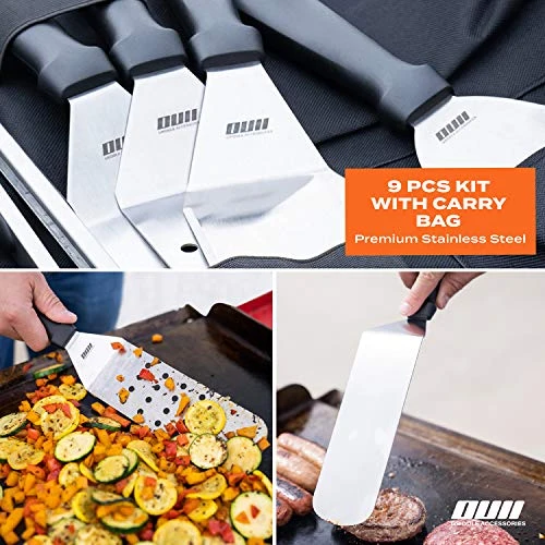 Flat Top Griddle Accessories Set For Blackstone And Camp Chef Griddle - 9 Pieces Set With Griddle Cleaning Kit And Carry Bag! Metal Spatula, Scraper For Hibachi Grill And Teppanyaki Grill 3 Flat Top Griddle Accessories Set For Blackstone And Camp Chef Griddle - 9 Pieces Set With Griddle Cleaning Kit And Carry Bag! Metal Spatula, Scraper For Hibachi Grill And Teppanyaki Grill - Image 3