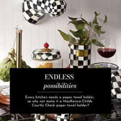 AcKenzie-Childs Courtly Check Wood Paper Towel Stand, Paper Towel Holder For Kitchen