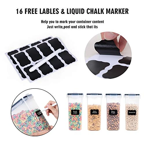 Cereal Containers Storage Set - 4 Piece Airtight Large Dry Food Storage Containers(135.2oz), BPA Free Dispenser Plastic Cereal Storage Containers With 16 Labels & Pen 2 Cereal Containers Storage Set - 4 Piece Airtight Large Dry Food Storage Containers(135.2oz), BPA Free Dispenser Plastic Cereal Storage Containers With 16 Labels & Pen - Image 2