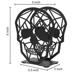 Matte Black Metal Halloween Napkin Holder With Cutout Skull Design, Dinner Cocktail Novelty Napkin Holder For Square Paper Napkin