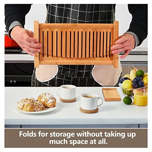 Premium Bamboo Bread Slicer For Homemade Bread, Crumb Catcher, Foldable And Compact Loaf Cutter 3 Size Slicing Guide 5 Premium Bamboo Bread Slicer For Homemade Bread, Crumb Catcher, Foldable And Compact Loaf Cutter 3 Size Slicing Guide - Image 5