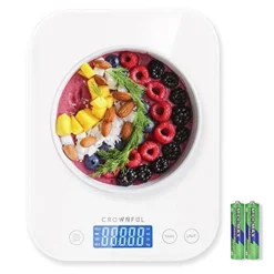 Ood Scale, CROWNFUL 22lb/11kg Digital Kitchen Scale Weight Grams And Oz With LCD Display & Waterproof Glass Surface For Cooking, Baking, Electronic Scale, Battery Included (White)