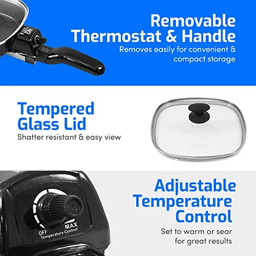 FS-400 Personal Stir Fry Griddle Pan, Rapid Heat Up, 600 Watts Non-stick Electric Skillet With Tempered Glass Lid, Size 7" X 7" 3 FS-400 Personal Stir Fry Griddle Pan, Rapid Heat Up, 600 Watts Non-stick Electric Skillet With Tempered Glass Lid, Size 7" X 7" - Image 3