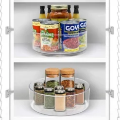 Clear Lazy Susan Organizer - Lazy Susan Turntable For Cabinet & Fridge - Round Plastic Rotating Organizer - 2 Refrigerator Lazy Susans Great Condiments & Spice Spinner & For Kitchen Pantry & Bathroom -Kitchen Island Sale 51gRBV4jcNL