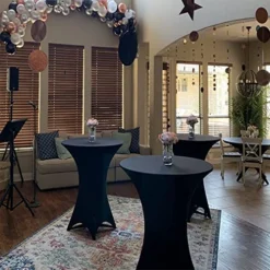 4 Pack 30x42 Inch Highboy Spandex Cocktail Table Covers Black, Cocktail Table Spandex Covers, Fitted Stretch Cocktail Table Tablecloth For Round Tables (4PC 30X42 Black) -Kitchen Island Sale 51gT6GiFOVL