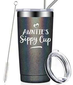 Gifts For Aunt - Best Aunt Ever Gifts - Auntie Gifts From Niece, Nephew - Funny Birthday Christmas Gifts For Auntie, New Aunt, First Time Aunt - Vacuum Insulated Tumbler Cup