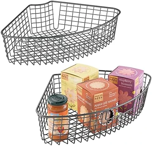 Wire Basket For Corner Cabinet Lazy Susan With Front Handle - Kitchen Cabinet, Shelf, And Pantry Corner Bin - 1/4 Wedge Organizer For Lazy Susan - Concerto Collection - 2 Pack - Graphite Gray 7 Wire Basket For Corner Cabinet Lazy Susan With Front Handle - Kitchen Cabinet, Shelf, And Pantry Corner Bin - 1/4 Wedge Organizer For Lazy Susan - Concerto Collection - 2 Pack - Graphite Gray - Image 7