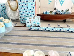 Nautical Table Runner - Cotton Decorative Embroidered Design – Natural, Navy Blue And White -Coastal Lighthouse (72 Inch) -Kitchen Island Sale 51gvYTdxgoL