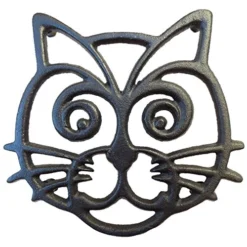 T Trivet - Black Cast Iron - For Kitchen & Dining Table - More Than One Makes A Set For Counter, Wall Art Or Decoration Accessory - Housewarming & Cat Lover Gifts - 6.6 By 6.3 In