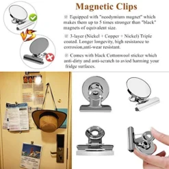 Frigerator Magnets - Rakizbe Magnet Push Pins/Magnet Clips/Magnetic Hooks Set, Brushed Nickel Steel Fridge Magents For Whiteboard, Kitchen, Office, Bulletin Board, Lockers