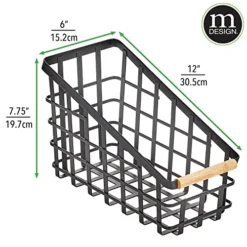 Slim Slanted Metal Wire Kitchen Storage Basket Bin Organizer With Wood Handle For Pantry, Cabinet, Cupboard, Or Countertop Organization - Yami Collection - Matte Black/Natural 14 Slim Slanted Metal Wire Kitchen Storage Basket Bin Organizer With Wood Handle For Pantry, Cabinet, Cupboard, Or Countertop Organization - Yami Collection - Matte Black/Natural -Kitchen Island Sale 51hQEDkukLL