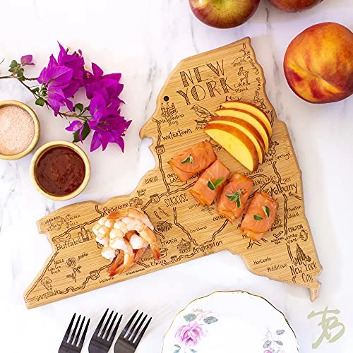 Destination New York State Shaped Serving And Cutting Board, Includes Hang Tie For Wall Display 2 Destination New York State Shaped Serving And Cutting Board, Includes Hang Tie For Wall Display - Image 2