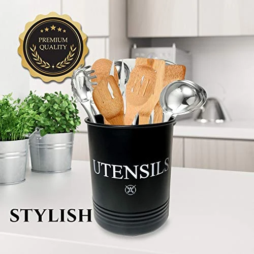 Utensil Holder Large Crocks Kitchen (black) 4 Utensil Holder Large Crocks Kitchen (black) - Image 4