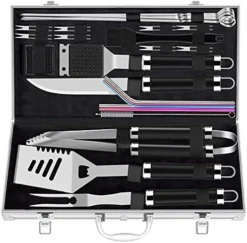 25pcs Extra Thick Stainless Steel Grill Tool Set For Men, Heavy Duty Grilling Accessories Kit For Backyard, BBQ Utensils Gift Set With Spatula,Tongs In Aluminum Case For Birthday Brown -Kitchen Island Sale 51hc4D26JnS. AC