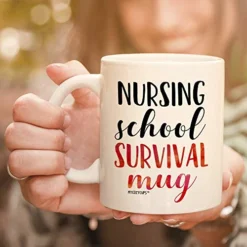 Nursing School Survival Mug - 11oz Cup For Registered RN Nurse Practitioner, Graduation, Hospital Assistant
