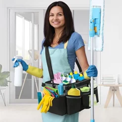 Large Cleaning Supplies Organizer For Housekeeper Cleaner Cleaning Organizer Caddy Bag With Handle And Adjustable Strap 16 X 10 X 10 Inches Detailing Bag Storage Caddy For Cleaning Supply, Gray -Kitchen Island Sale 51iptFUSNKL