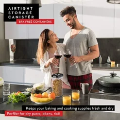 DWËLLZA KITCHEN Airtight Food Storage Containers With Lids – 4 Piece Set Air Tight Kitchen Storage Containers Clear Pantry Organization And Storage Set BPA-Free - Keeps Your Food Fresh & Dry -Kitchen Island Sale 51ix47s40SL