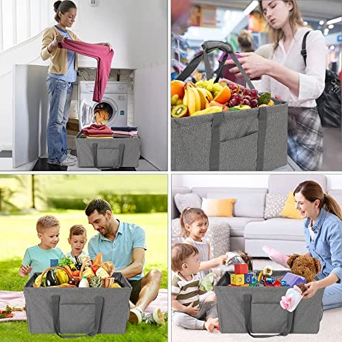 Acnusik Extra Large Utility Tote Bag For Women With Pockets,Canvas Collapsible Tote Bags 3 Acnusik Extra Large Utility Tote Bag For Women With Pockets,Canvas Collapsible Tote Bags - Image 3