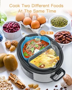 Upgrade Slow Cooker Liners Fit For Crockpot & Hamilton Beach, Reusable Silicone Crock Pot Liner Insert Fits 6-8 Quart Oval Slow Cooker, Leakproof, BPA Free, Handwash, Dishwasher Safe, 2pcs -Kitchen Island Sale 51jMh1UDPGL