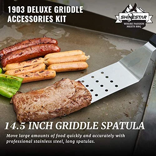 Commercial-Grade Griddle Accessories Kit For Blackstone - Spatulas, Scraper, Cheese Melting Dome, Egg Rings, Bottles, And More For Indoor/Outdoor Cooking On Flat Top Grills 4 Commercial-Grade Griddle Accessories Kit For Blackstone - Spatulas, Scraper, Cheese Melting Dome, Egg Rings, Bottles, And More For Indoor/Outdoor Cooking On Flat Top Grills - Image 4