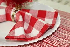 12 Pack Gingham Checks Oversized Dinner Napkins - Red - Size 20x20-100% Cotton - Tailored With Mitered Corners And A Generous Hem - Easy Care Machine Wash -Kitchen Island Sale 51jUd9YYqgL