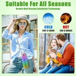 12 PCS Diamond Water Bottle Bulk Stainless Steel Insulated Water Bottle With Chain Bling Rhinestone Refillable Thermal Bottle Glitter Diamond Cup For Women Girls Gifts, 12 Colors (17 Oz) -Kitchen Island Sale 51jXj6m6qyL