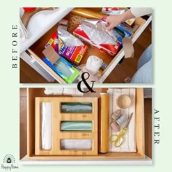 Storage Bag Organizer For Kitchen Drawer - Sturdy & Stylish Bamboo Baggie Organizer - Fits Any Brand Gallon, Slider Quart, Sandwich & Snack - Plastic Bag Organizer With Wall Mount Hardware -Kitchen Island Sale 51jmpU9zyDL