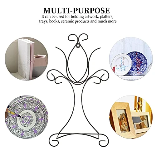 Dish Holder Black Metal Wall Mount Display Easel Horizontal Plate Rack Plate Hanger Plate Hanger Picture Frame Stand For Home Wall Hanging Decoration Ornament Black Style 1 Kids Bookshelf 2 Dish Holder Black Metal Wall Mount Display Easel Horizontal Plate Rack Plate Hanger Plate Hanger Picture Frame Stand For Home Wall Hanging Decoration Ornament Black Style 1 Kids Bookshelf - Image 2