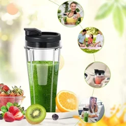 24OZ Blender Replacement Cups For Ninja Blender, 2 - Pack Replacement Cups With Sip & Seal Lid And Gaskets Set Compatible With Nutri Ninja Auto IQ Series Blenders BL450, BL480, BL490, BL640, BL680 -Kitchen Island Sale 51k0UgZT7BL