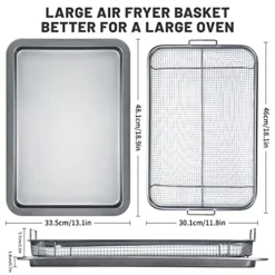 Air Fryer Basket For Oven, Stainless Steel Air Fryer Tray, Large Capacity 17.5“ X 11.8", Oven Air Fryer Basket Baking Sheet Cookie Sheet Roasting Basket, Grey, 2 Piece Set -Kitchen Island Sale 51k2RR33F8L