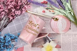 Best Grandma Mug Best Grandma Ever Mug Grandma Gifts Birthday Mothers Day Gifts For Grandma From Granddaughter Grandson Grandchildren Grandkids 14 Ounce Exquisite Box Spoon And Mug Mat Pink