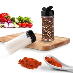 OyalHouse 12 Pack 5.5 Oz Plastic Spice Jars With Black Cap, Clear And Safe Plastic Bottle Containers With Shaker Lids For Storing Spice, Herbs And Seasoning Powders, BPA Free, Made In USA -Kitchen Island Sale 51k55f6TrfL