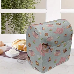 Ambesonne Tea Party Stand Mixer Cover, Cupcakes Cookies And Flowers On Polka Dotted Background Britain Tradition, Kitchen Appliance Organizer Bag Cover With A Pocket, 6-8 Quarts, Multicolor -Kitchen Island Sale 51kGEjJKWEL