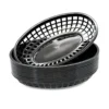 Plastic Oval Fast Food Baskets Fryer Basket For Party,Set Of 12 (Black) (Black)