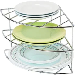 DecoBros 3-Tier Counter And Cabinet Corner Shelf Organizer, Chrome