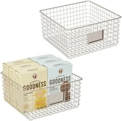 MDesign Large Steel Wire Storage Organizer Bin Baskets With Label Slot - Kitchen Pantry, Bathroom, Cabinet, Cupboard, Organizing Holder For Food, Snacks, Produce - Omaha Collection - 2 Pack - Black -Kitchen Island Sale 51kgfBFMAPL. AC