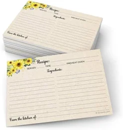 Sunflower Recipe Cards (Set Of 50) Large 4x6 - Rustic Kraft Tan, From The Kitchen Of - Double-Sided For Weddings, Bridal, Baby Shower - Made In USA -Kitchen Island Sale 51khC3HtAUL. AC