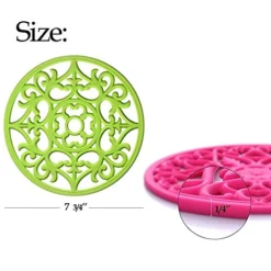 Silicone Trivet ME.FAN 3 Set Silicone Trivet Mat - Multi-Use Intricately Carved Insulated Flexible Durable Non Slip Coasters (Black) -Kitchen Island Sale 51kk2rpHTPL