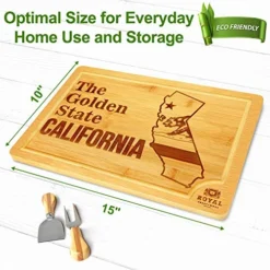 Bamboo State Cutting Board For Kitchen – California Cheese Board, Charcuterie Platter & Serving Tray, (15" X 10") -Kitchen Island Sale 51kyOHYk7VL