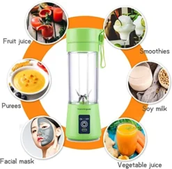 Portable Blender Personal 6 Blades Juicer Cup Household Fruit Mixer, With Magnetic Secure Switch, USB Charger Cable (Green) -Kitchen Island Sale 51l0wKpedyL